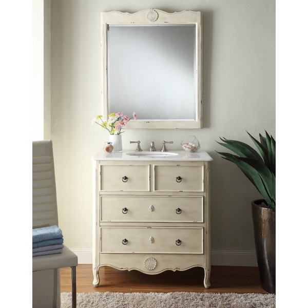 Ophelia & Co. Nallely 34'' Single Bathroom Vanity with Marble Top with